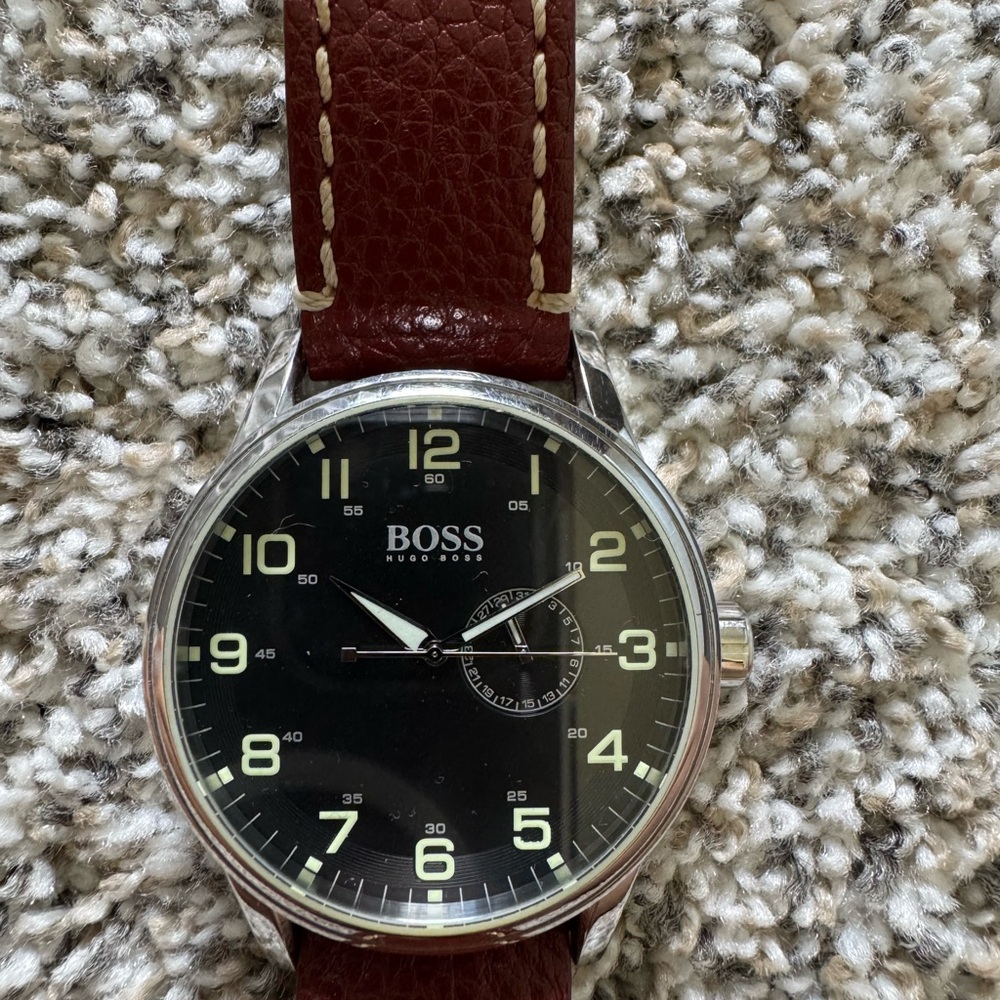 Men's Brown Leather Strap Watch- Hugo Boss